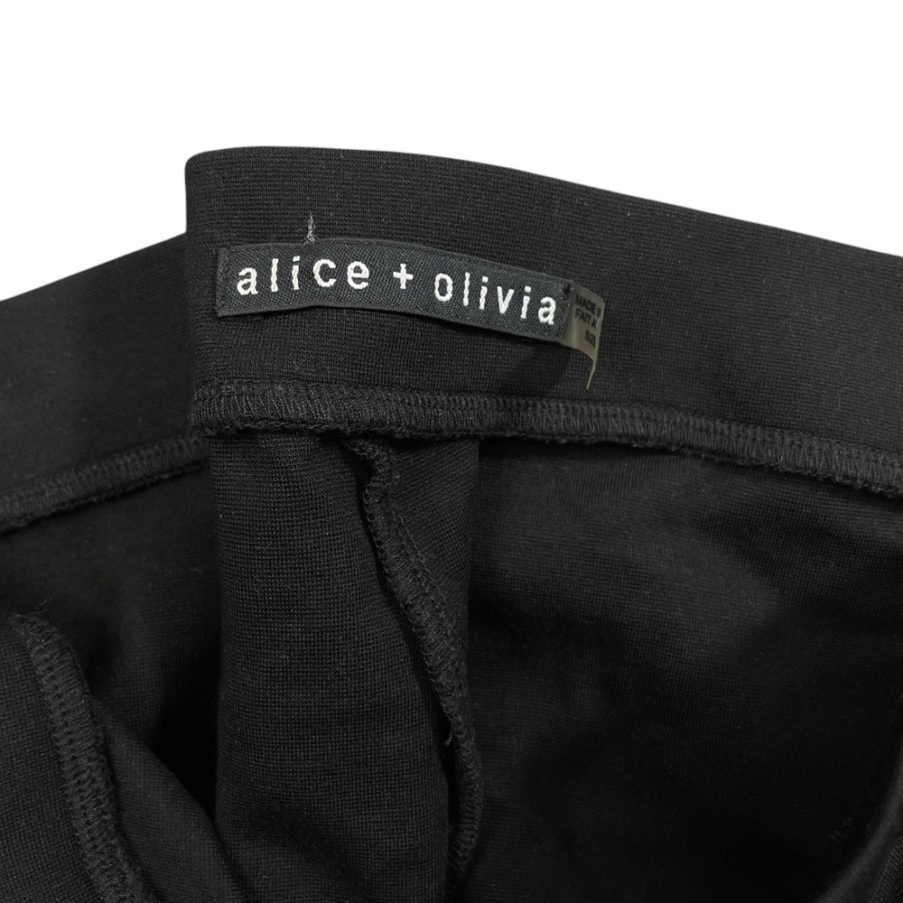 Alice & Olivia 6 Black Leggings Lambs Leather Sides Zipper Closure - Picture 2 of 7